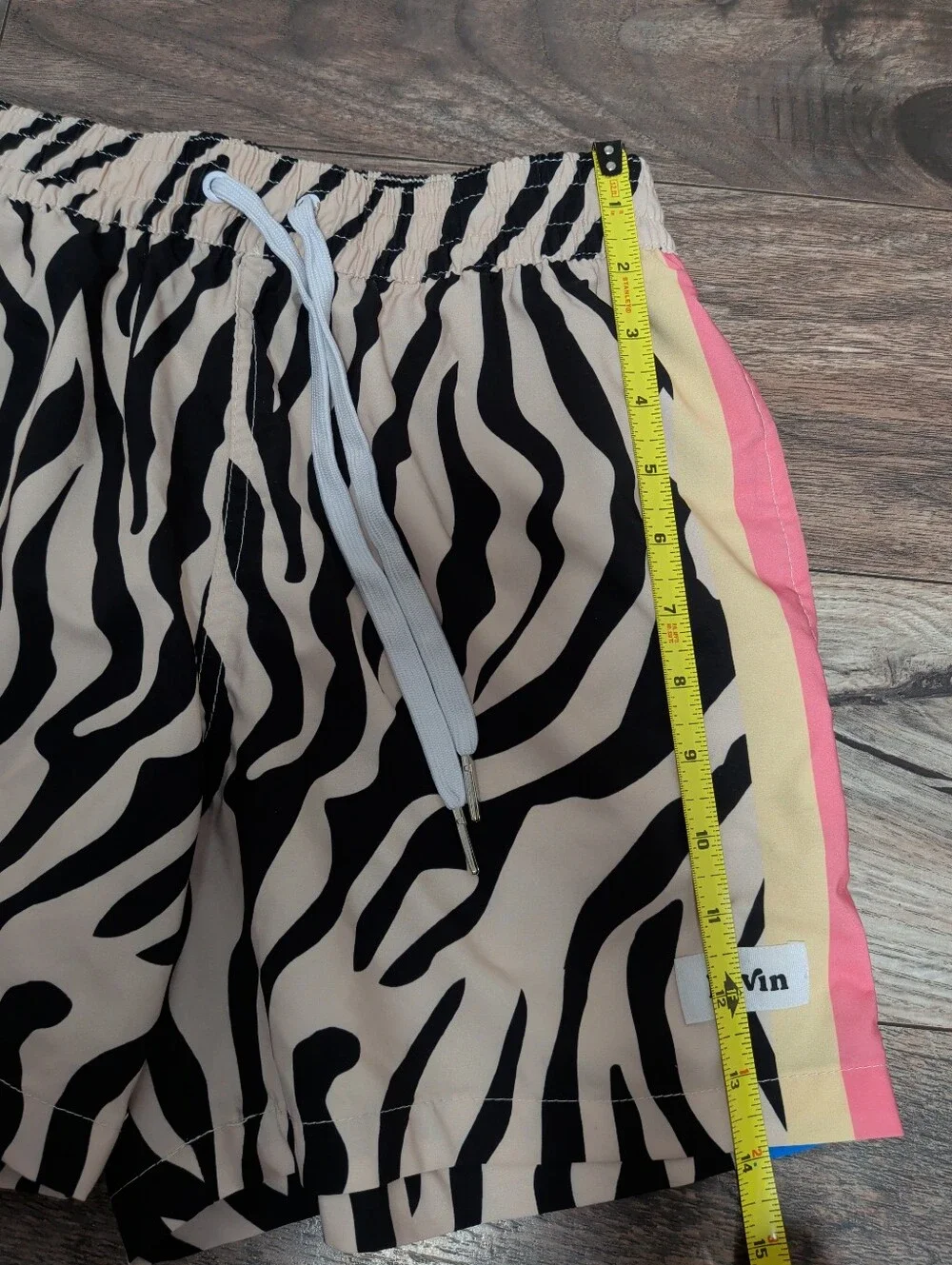 Duvin Swim Shorts Mens Small Zebra Disco Trunks Rainbow Stripe Brief Lined